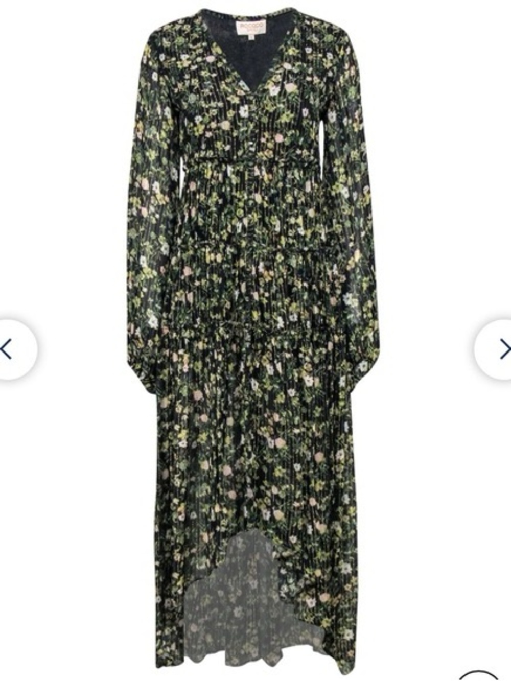 Rococo Sand Black Floral Print High Low Dress Size L